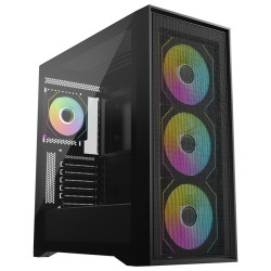 Krux skříň Vox ATX 3x140mm a 1x120 mm ARGB fan USB 2.0 USB 3.0 USB-C tvrzené sklo černá