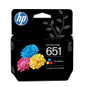 BAZAR - HP 651 Tri-color Original Ink Advantage Cartridge, C2P11AE (300 pages) - Poškozený obal (Komplet)