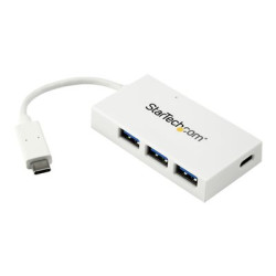 Startech 4 Port USB C Hub with 1x USB-C & 3x USB-A Ports (SuperSpeed 5Gbps), USB Bus Powered, Compact Portable Laptop USB 3.0 Adapter Hub, USB 3.1 Gen 1 USB 3.2 Gen 1 Type-C Hub, White - Windows macOS Linux (HB30C3A1CFBW) - Rozbočovač - 3 x SuperSpeed USB 3.0 + 1 x USB 3.1 - desktop