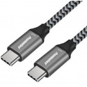 PremiumCord USB-C kabel ( USB 3.2 GEN 2, 3A, 60W, 20Gbit s ) bavlněný oplet, 0,5m