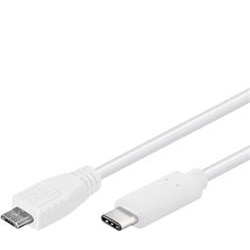 PremiumCord Kabel USB 3.1 konektor C male - USB 2.0 Micro-B male, bílý, 1m