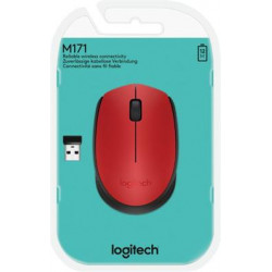 Logitech M171 myš, Bezdrátová USB, Optická, 1000 dpi, Černá-červená ( 910-004641 )