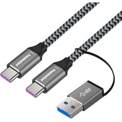 PremiumCord USB-C kabel ( USB 3.2 GEN 2, 5A, 100W, 20Gbit s ) bavlněný oplet, 2m
