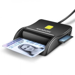 AXAGON CRE-SM3SD, USB-A FlatReader 4-slot čtečka Smart card (eObčanka) + SD microSD SIM, kabel 1.3 m